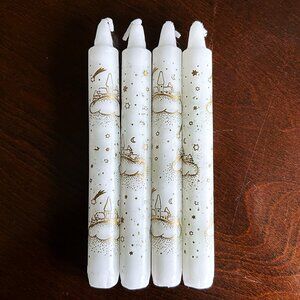 Whimsigoth, Vintage, Y2K, Steinhart, Sky Castle, Gold & White Taper Candles
